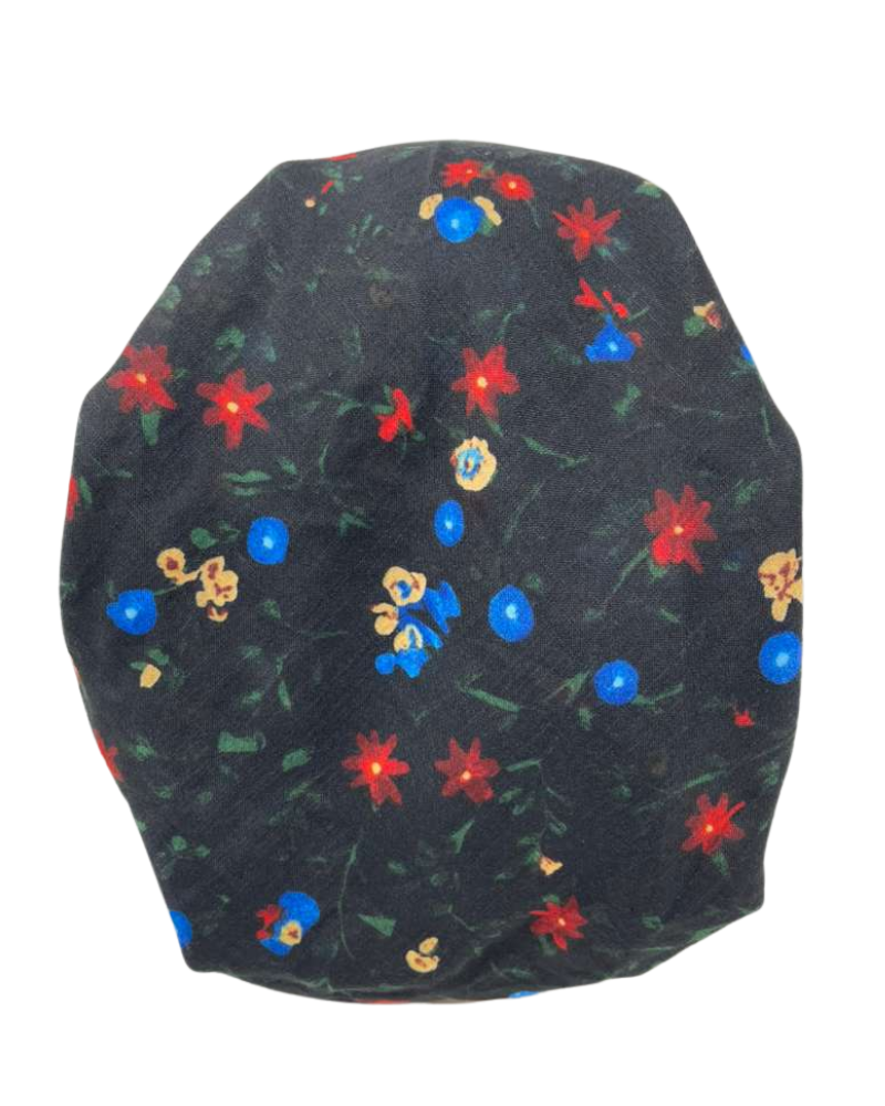 Cherie Floral Border Design Adjustable Closed Back Pre-Tied Bandanna