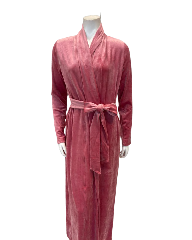 Pen-ky Mauve Pink Crushed Velvet Morning Robe Wrap