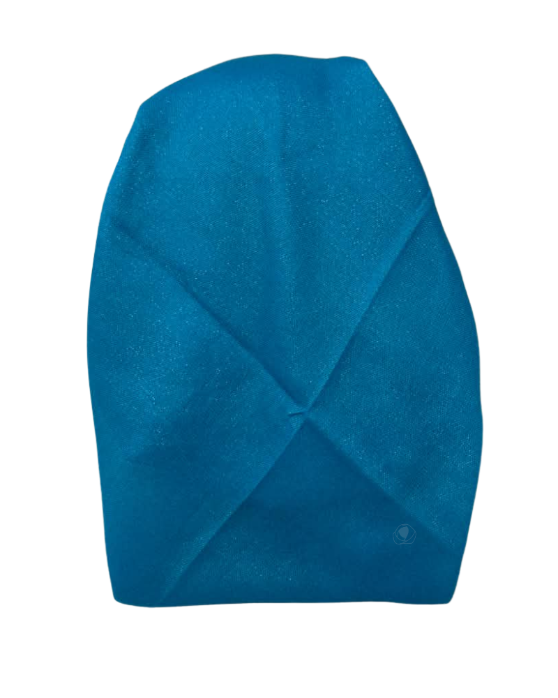 It's Younique Teal Shimmer with Black Border Pre-Tied Open Back Bandanna with Velvet Grip
