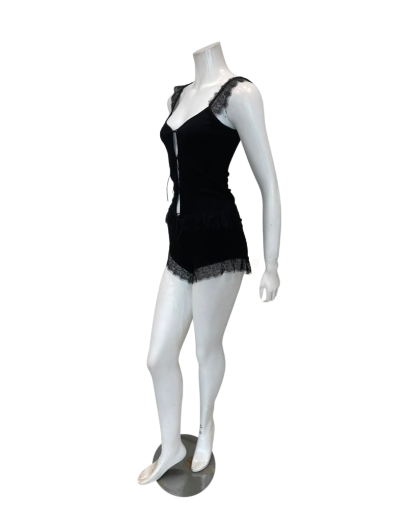 Oh! Zuza Black Lace Cami & Shorts Set