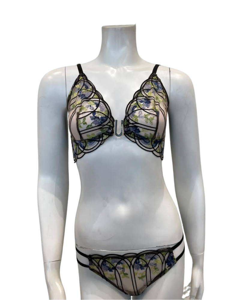 Cosabella Black/Neon Viola Virna Curvy Bralette & Bikini Set