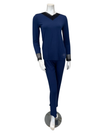 Oh! Zuza Marine Blue Swirl Design Lace V Neck Modal Pajamas Set