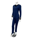 Oh! Zuza Marine Blue Swirl Design Lace V Neck Modal Pajamas Set