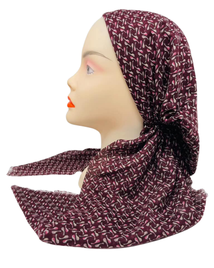 Revaz Burgundy Mini Shapes Pre-Tied Bandanna with Velvet Grip