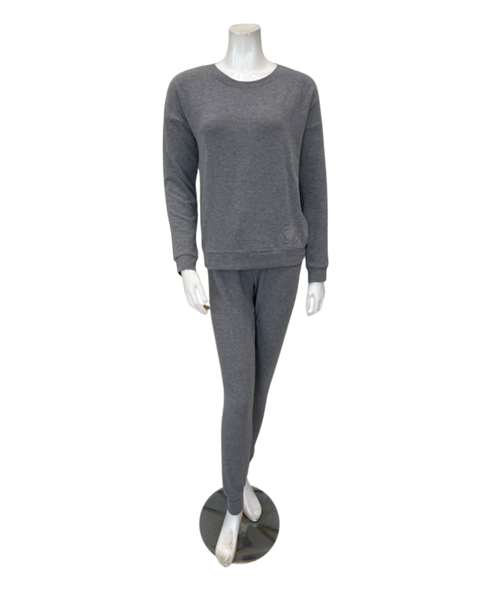 Aspen Dream Heather Grey Cozy Crew Neck Top & Joggers Pajamas Set
