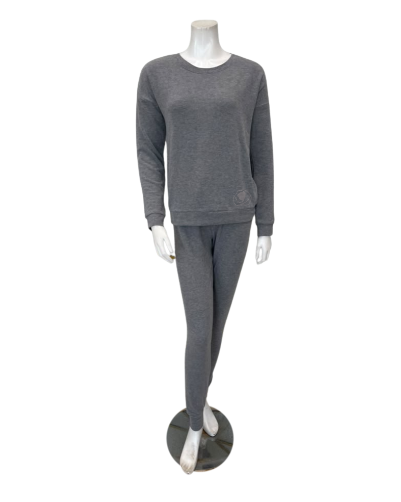 Aspen Dream Heather Grey Cozy Crew Neck Top & Joggers Pajamas Set