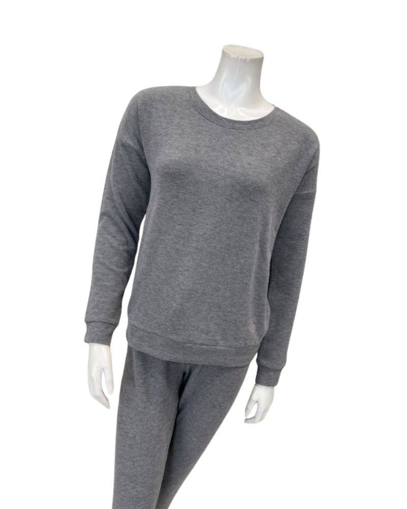 Aspen Dream Heather Grey Cozy Crew Neck Top & Joggers Pajamas Set
