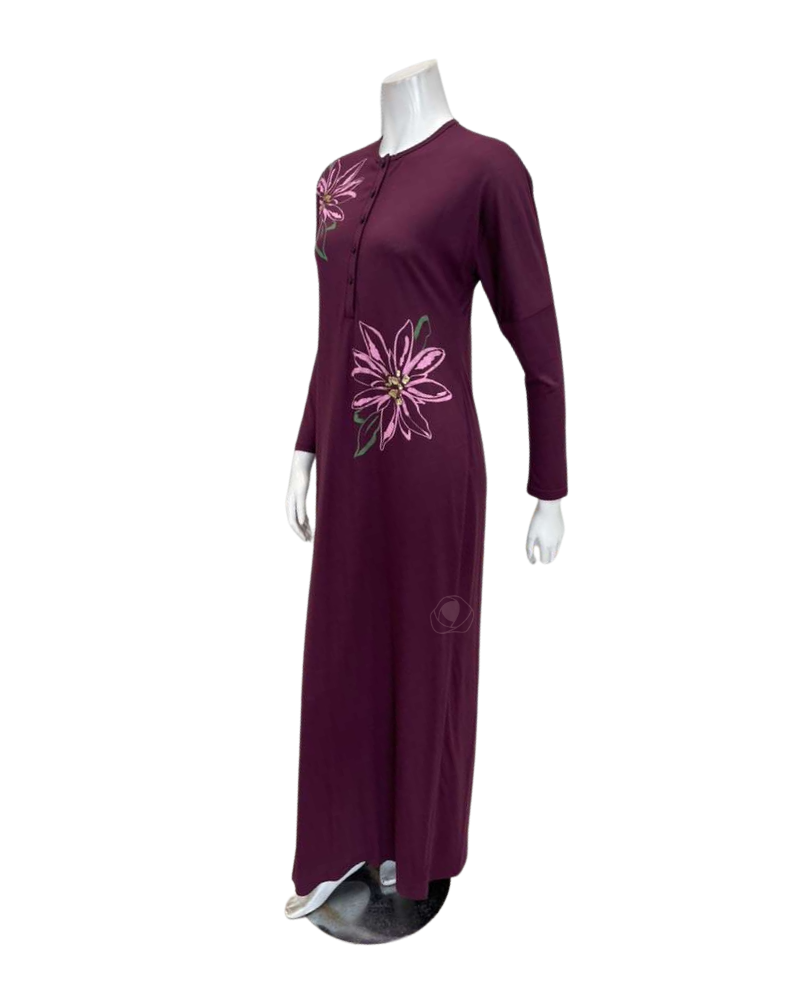 Pen-ky Cherry Flower Bursts Button Down Cotton Blend Nightgown