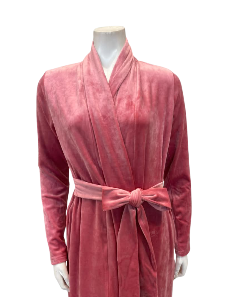 Pen-ky Mauve Pink Crushed Velvet Morning Robe Wrap