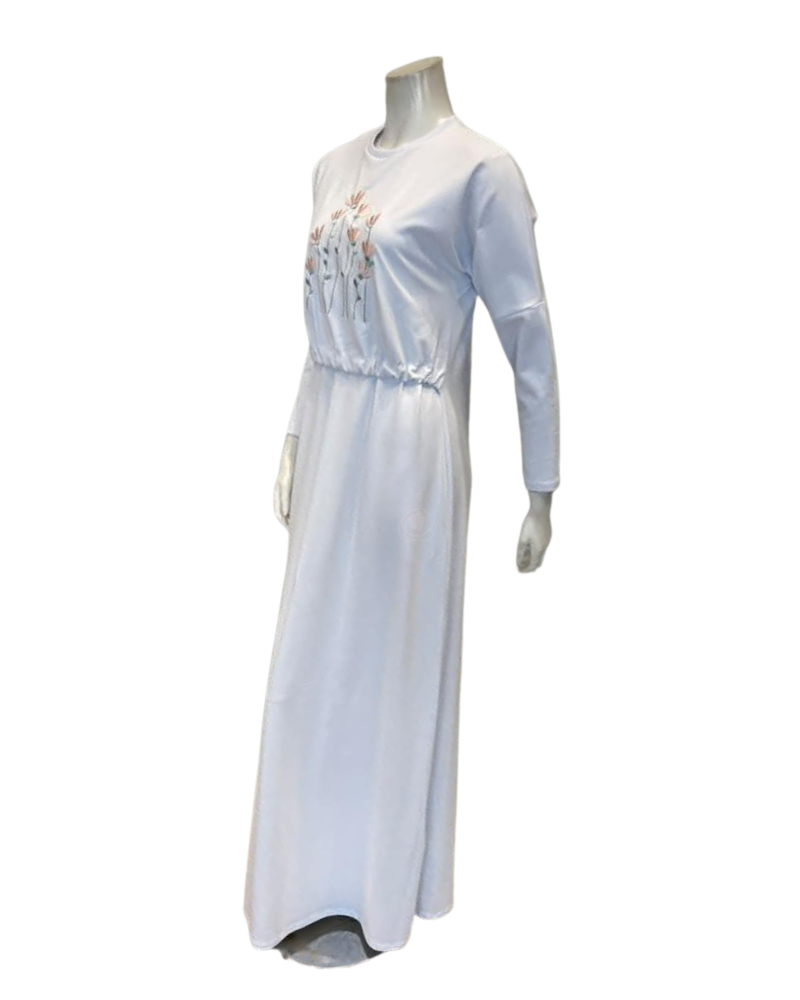 Pen-ky White Embroidered Flowers Cotton Nursing Nightgown