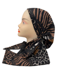 Cherie Brown Geometric Leopard Design Adjustable Closed Back Pre-Tied Bandanna