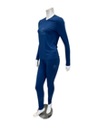 Angelice Dark Blue Royal Embroidery V Neck Modal Pajamas Set