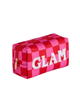 ShiraLeah Pink Cara Checkered Glam Zip Cosmetic Pouch