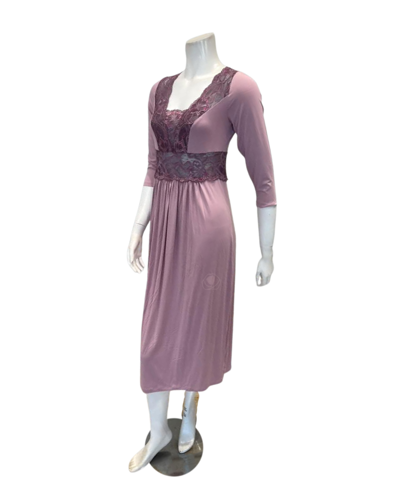 Oh! Zuza Lilac Sheer Lace Modal Nightshirt