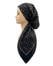 Revaz Black Scattered Flowers Adjustable Pre-Tied Bandanna with Velvet Grip