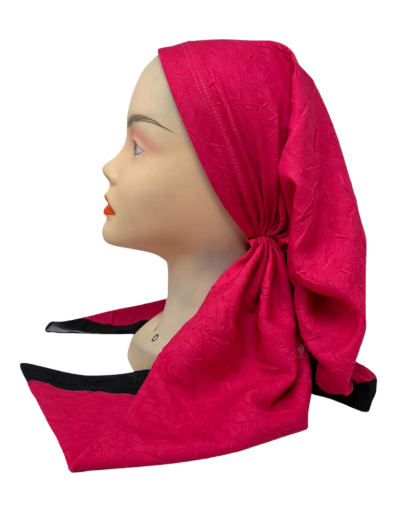It's Younique Hot Pink Wave Fabric Pre-Tied Open Back Bandanna with Velvet Grip