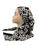 SPC348A-IV Ivory Floral Design Adjustable Closed Back Pre-Tied Bandanna
