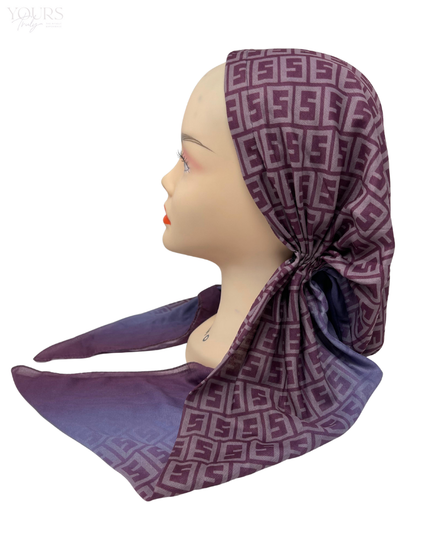 Ahead IT2591 Burgundy Scarfeena Branded Pattern Israeli Style Long Tails Pre-Tied Bandanna Myselflingerie.com