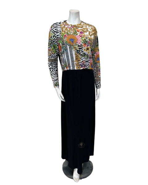 Pen-ky Black with Floral and Chains Print Modal Nursing Nightgown Myselflingerie.com