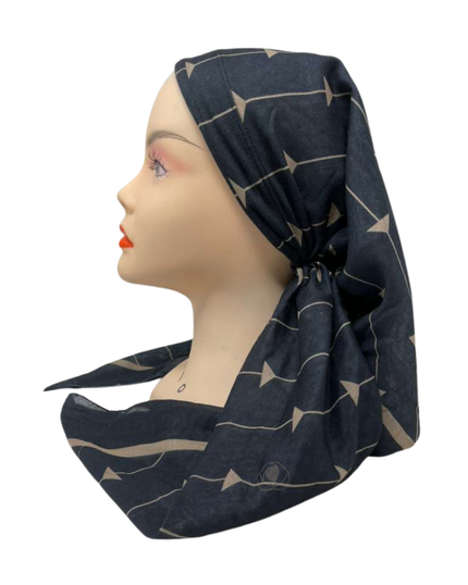 It's Younique OB-DES-TN Tan on Black Designer Inspired Pre-Tied Open Back Bandanna with Velvet Grip Myselflingerie.com