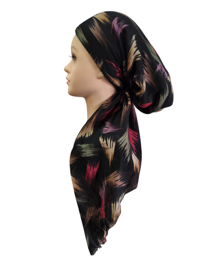 Revaz HS718A Black Paint Strokes Adjustable Pre-Tied Bandanna with Velvet Grip