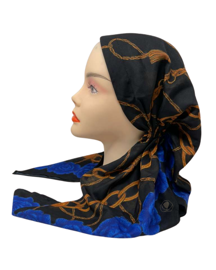 Ahead VT2803 Blue Twilight Tangle Versatile Style Long Tails Open Back Pre-Tied Bandanna Myselflingerie.com