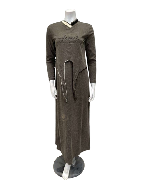 Mega Dreams 357563 Olive Green with Black OO Dream Modal Nursing Nightgown Myselflingerie.com