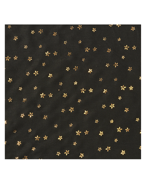 Cherie Black/Gold Foil Flowers Adjustable Pre-Tied Open Back Bandanna
