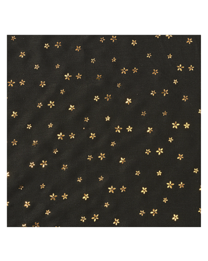Cherie SP310A-BKG Black/Gold Foil Flowers Adjustable Pre-Tied Open Back Bandanna Myselflingerie.com
