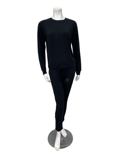 Aspen Dream BLSB + BBP Black Miley Long Sleeve Top & Joggers Bamboo Pajamas Set Myselflingerie.com