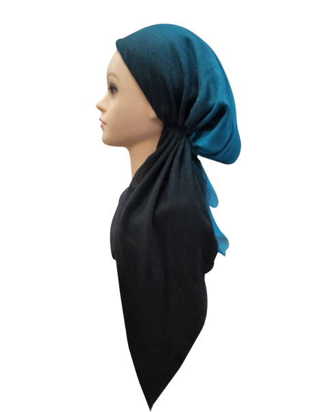 Revaz HS707T/A Teal and Black Ombre Adjustable Pre-Tied Bandanna with Velvet Grip Myselflingerie.com