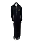 Sparrow Black with Royal Embroidery Zip Up Jersey Lounger Morning Robe Myselflingerie.com