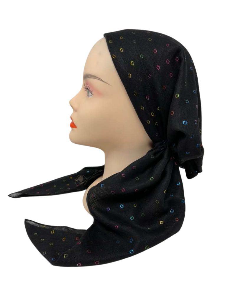 It's Younique PP-BL-FO Foil Squares on Black Pre-Tied Bandanna with Velvet Grip Myselflingerie.com