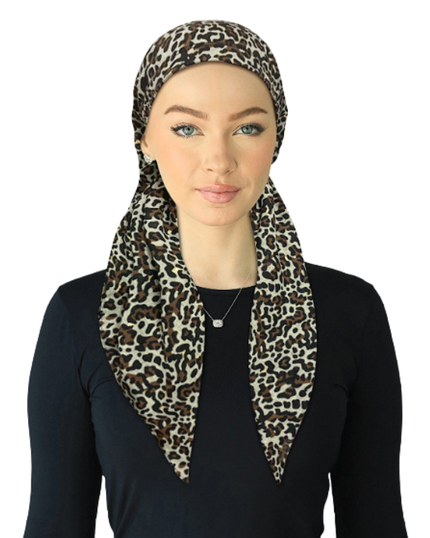 Cherie SP324A-T Taupe Leopard Adjustable Pre-Tied Open Back Bandanna Myselflingerie.com