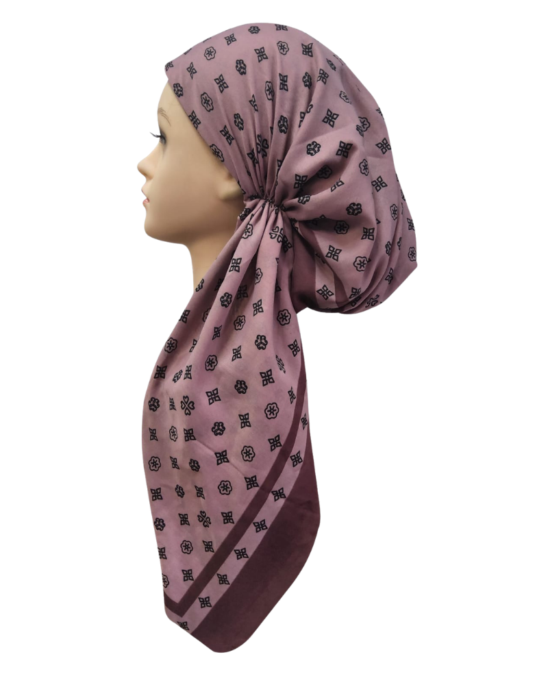 Revaz HS704M Mauve LV Print Adjustable Pre-Tied Bandanna with Velvet Grip