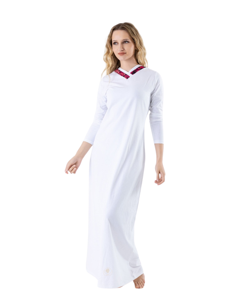 Chicolli White Leopard Lace Pull On Cotton Nightgown Myselflingerie.com