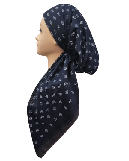 Revaz HS704H Navy LV Print Adjustable Pre-Tied Bandanna with Velvet Grip