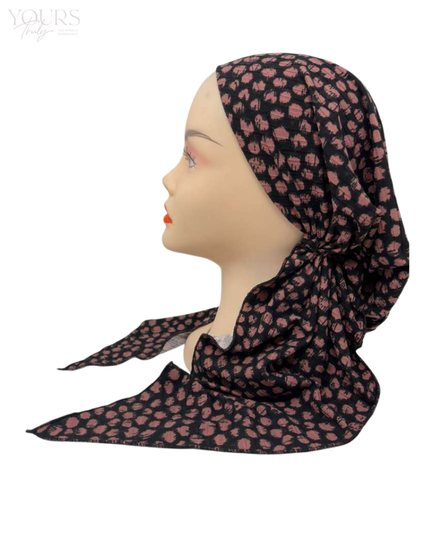 Triple Up BUL1084 Black and Pink Splatters Unlined Pre-Tied Bandanna