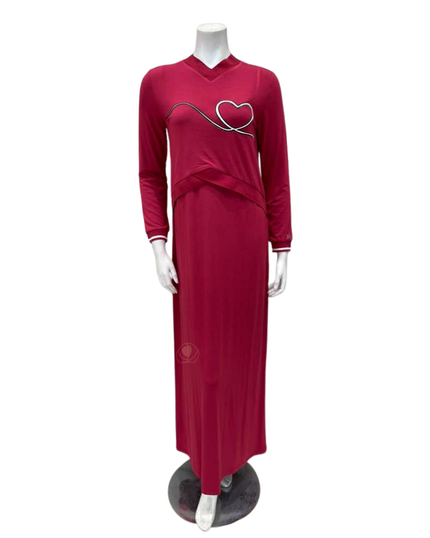 Mega Dreams 357531 Pink Carpet Embroidery Modal Nursing Nightgown Myselflingerie.com