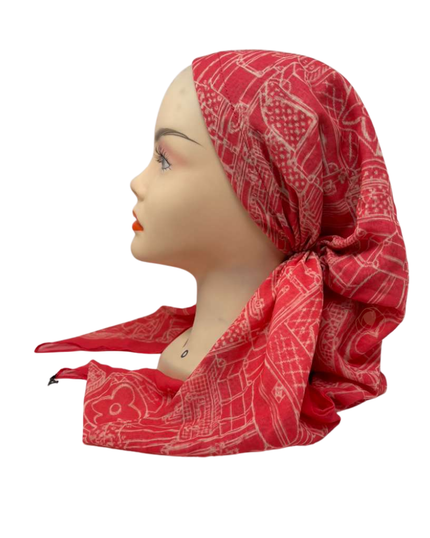 Ahead Coral Stacked Signals Versatile Style Long Tails Open Back Pre-Tied Bandanna