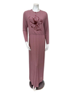 Plush PM N5136-B Brick Ivory Magenta Flora Outlined Cotton Nursing Nightgown Myselflingerie.com