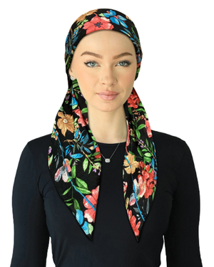 Cherie Multi Florals Adjustable Closed Back Pre-Tied Bandanna
