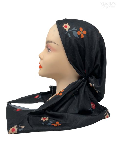 Ahead IT8062 Black Weavebud Israeli Style Long Tails Pre-Tied Bandanna Mselflingerie.com