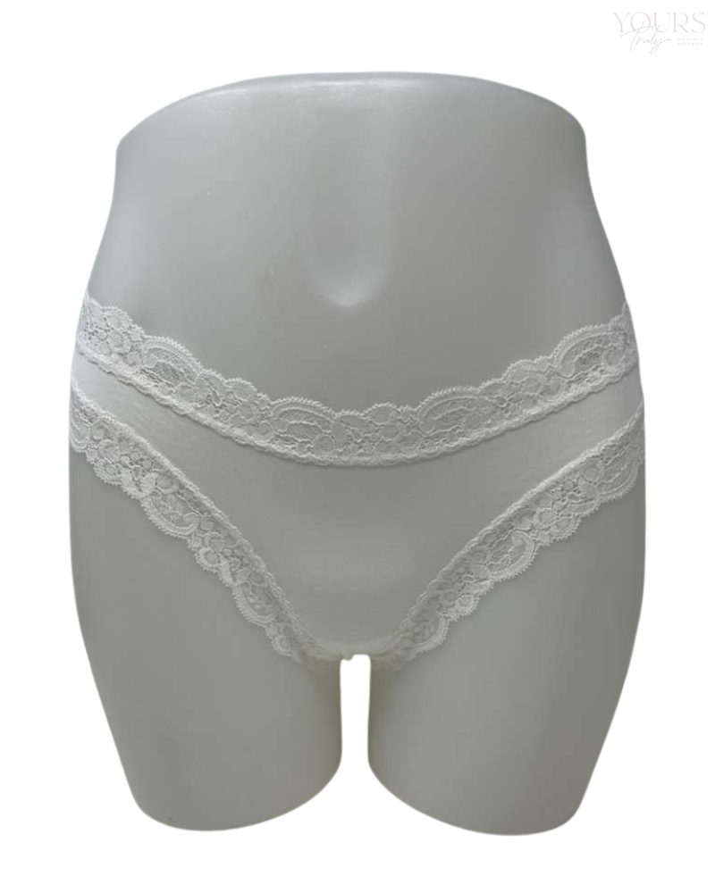 Fleur't 601 Chantilly Iconic Modal Lace Trim Thong Myselflingerie.com