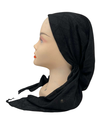 Ahead IT2855 Black Quartzline Israeli Style Long Tails Pre-Tied Bandanna Myselflingerie.com