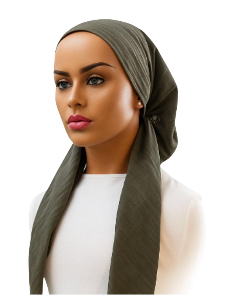 Ahead IT2914 Green Sunspun Sparkle Israeli Style Long Tails Pre-Tied Bandanna Myselflingerie.com