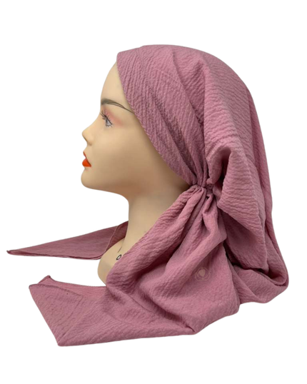 It's Younique OB-CRI-PI Solid Pink Crinkle Pre-Tied Open Back Bandanna with Velvet Grip Myselflingerie.com