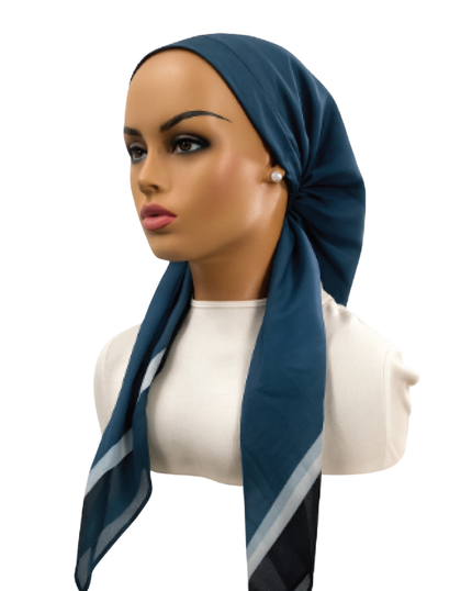 Ahead VT2847 Blue Inkshift Versatile Style Long Tails Open Back Pre-Tied Bandanna