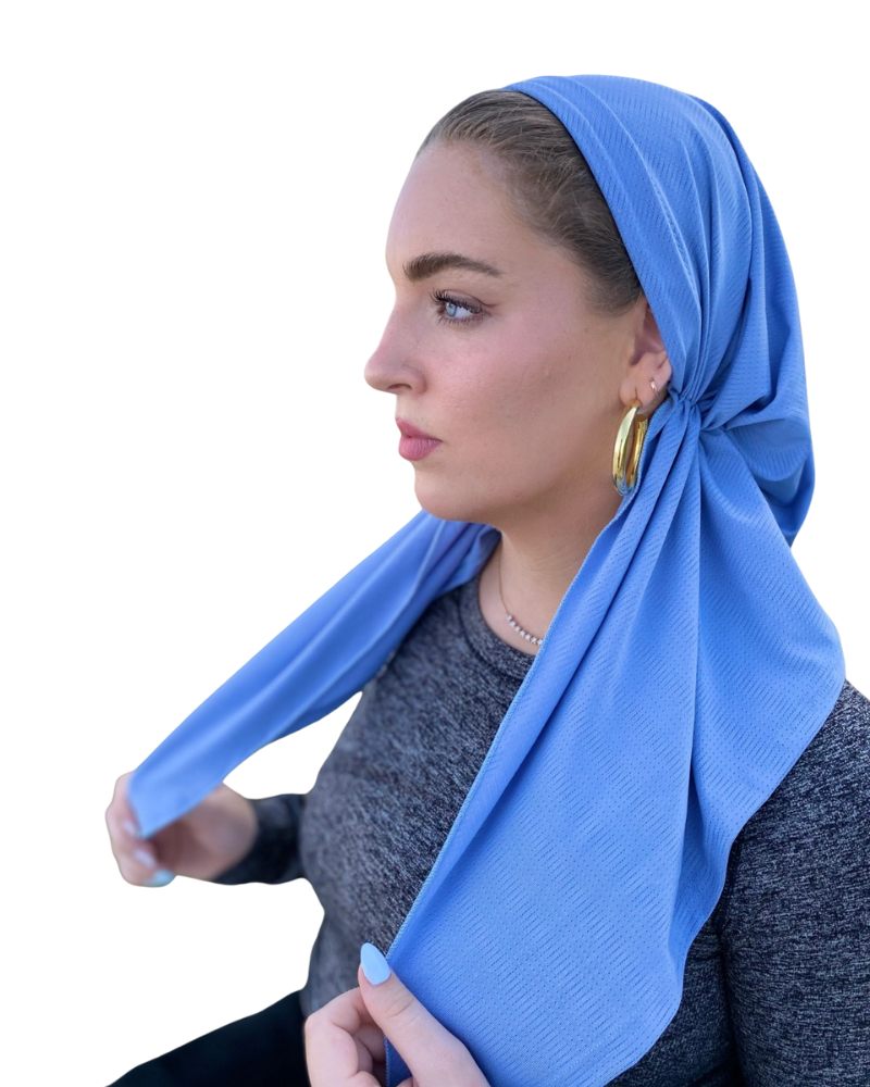 Scarf Bar SB Sky Blue Dri Fit Pre-Tied Bandanna with Velvet Grip Myselflingerie.com