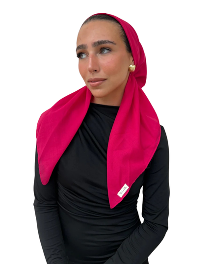 Scarf Bar Solid Hot Pink Cotton Square Scarf with Invisible Grip Myselflingerie.com